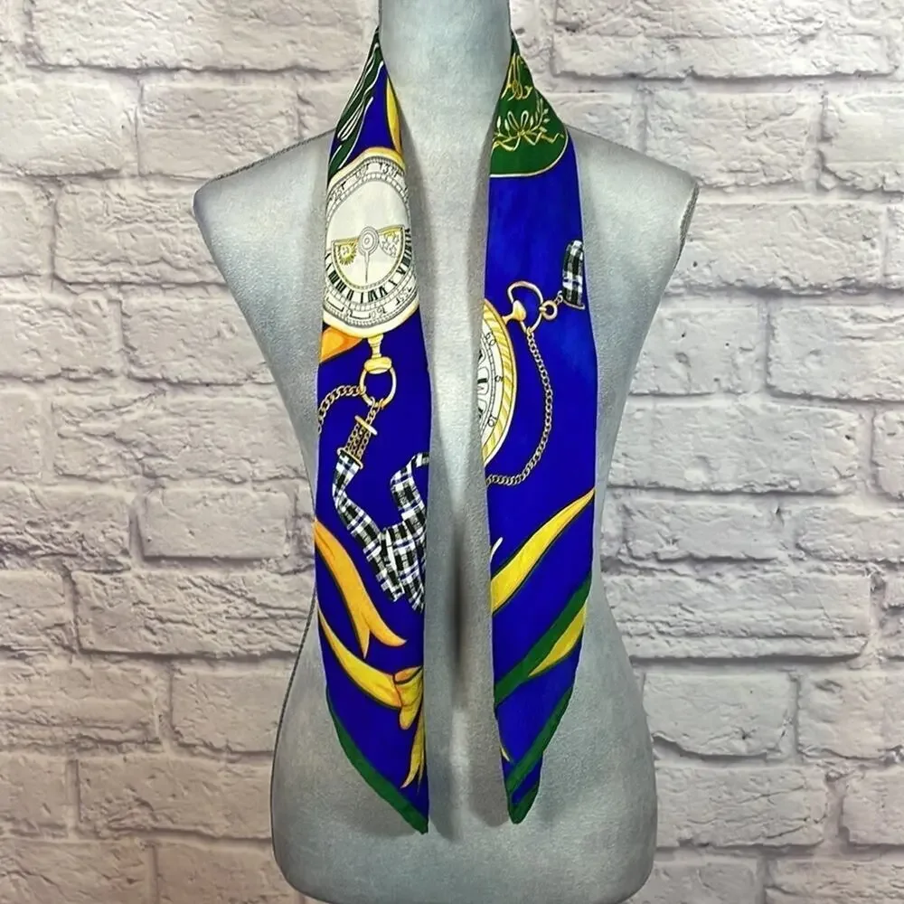 Vintage Alfred Sung silk clock scarf